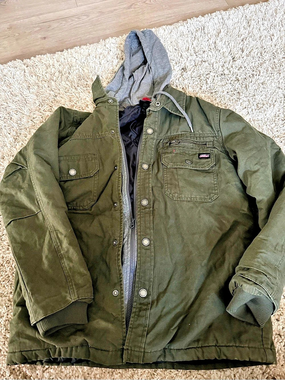 Dickies Men's Hooded Field Jacket Green Size Small